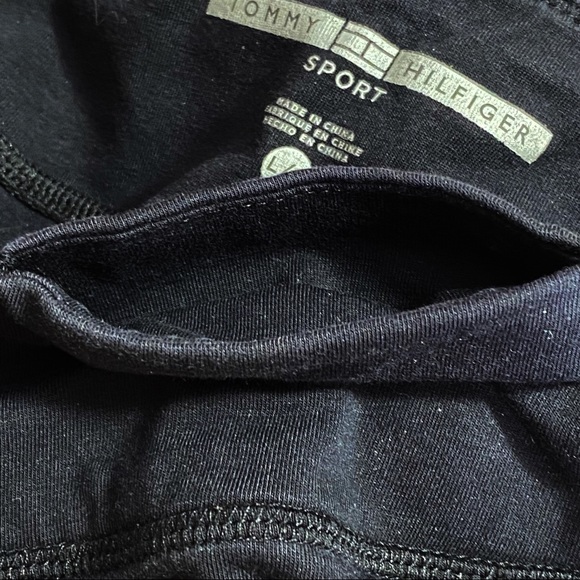 TOMMY HILFIGER name side graphic color bands waist pocket cotton workout pant L - Picture 5 of 7